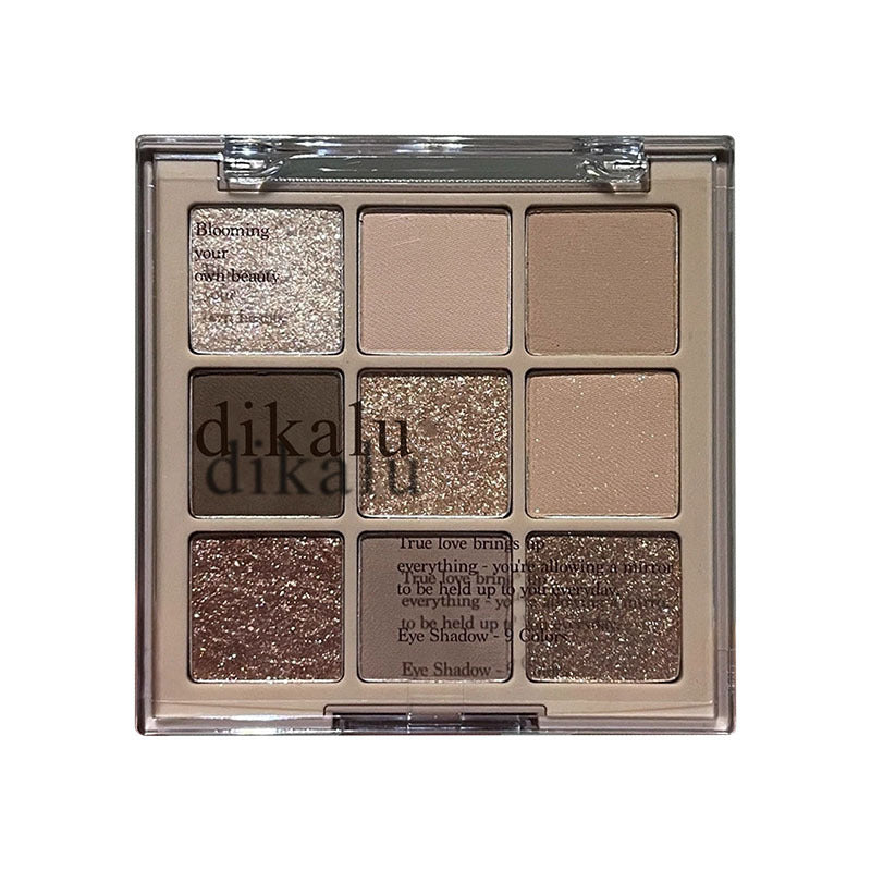 DIKALU milk tea nine-color eyeshadow palette transparent acrylic matte 9-color nude nine-square eyeshadow cross-border makeup