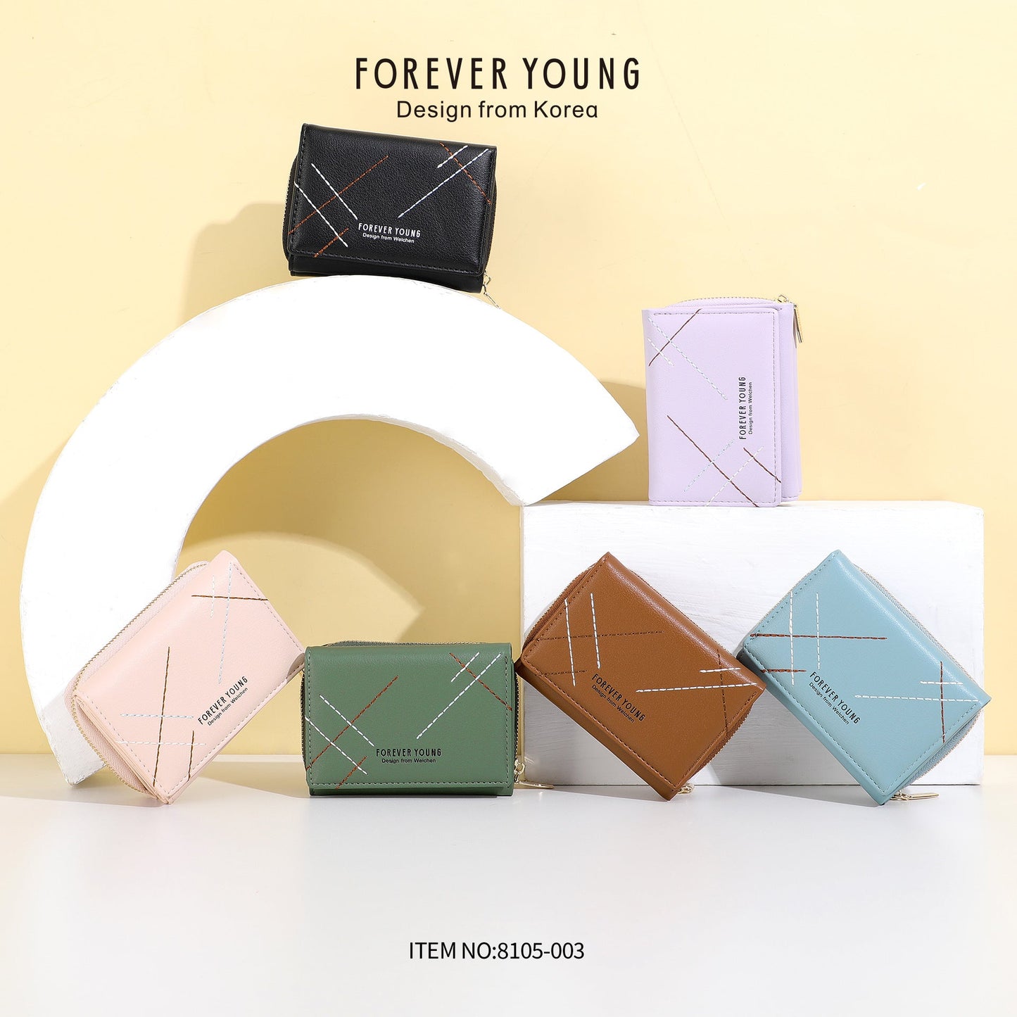 forever young wallet women's short PU high-end tri-fold coin purse cross-border multi-card slot bag 