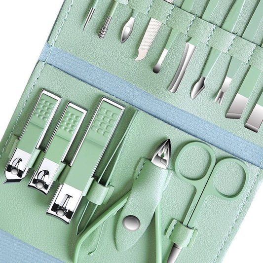 Ready stock nail clipper set 16 piece set candy green pedicure manicure nail tools nail clippers nail clippers set