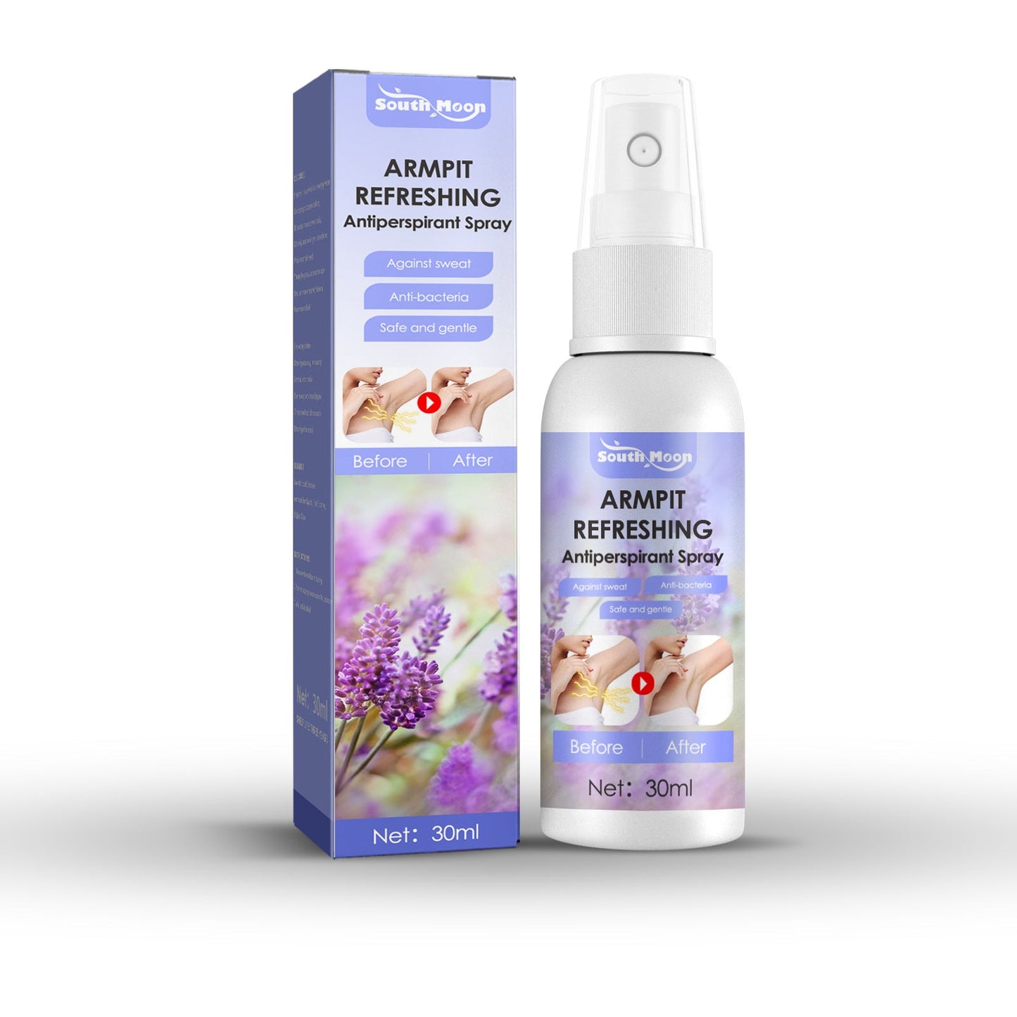 South Moon Lavender Anti-Odor Sweat Spray Underarm Sweat and Odor Body Odor Spray Anti-Odor Sweat Spray 