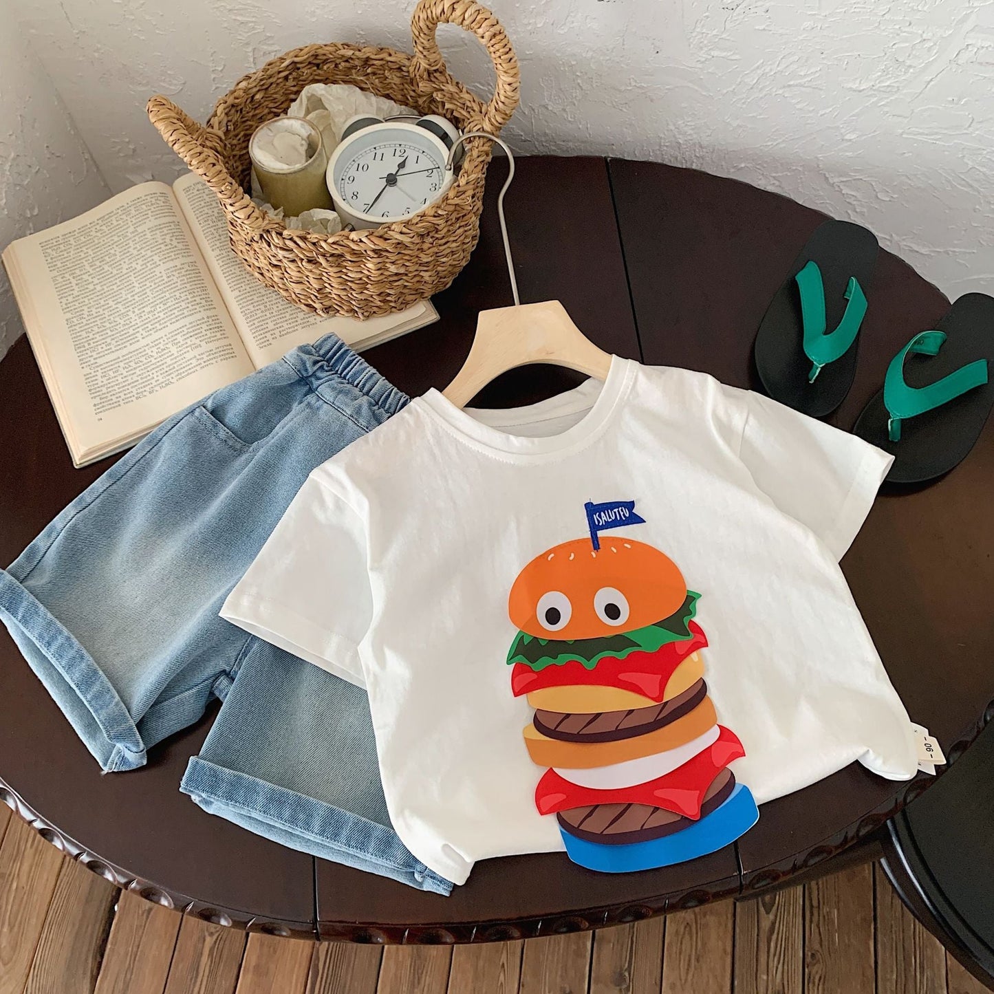 Children's T-shirt Bangcheng 2024 summer children's clothing new arrival three-dimensional hamburger short T boy short-sleeved Korean top G0256