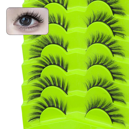 DINGSEN false eyelashes factory cross-border supply large capacity 7 pairs of green fox eyelashes oblique flying thick eyelashes