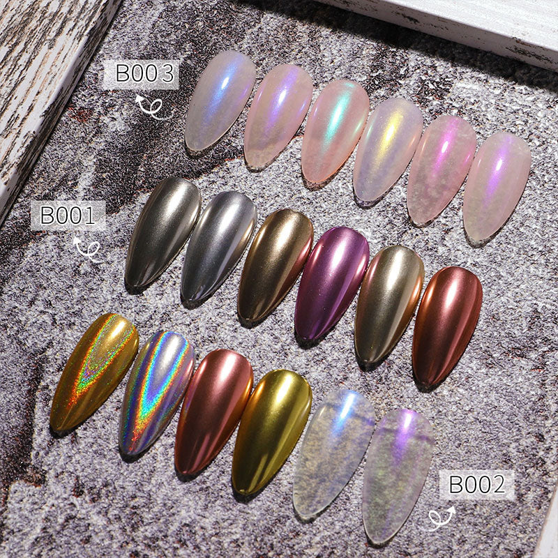 Nail art new solid magic mirror powder 6 color set aurora powder solid magic mirror powder solid fairy powder solid wholesale