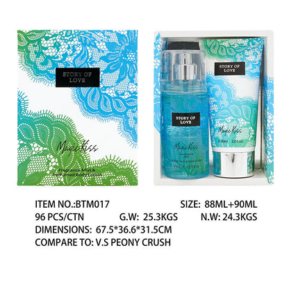 Cross-border supply of women's perfume Vietnam Southeast Asia Thailand box body lotion two-piece set lasting perfume wholesale