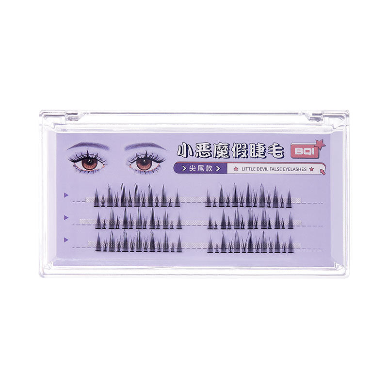 BQI Devil Comics False Eyelashes Thick Natural Simulation Single Cluster Segmented Eye Tail Lengthened Eyelashes Wholesale