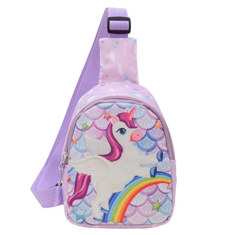 New autumn and winter children's bags fashion contrast color printing crossbody bag female simple versatile change children's chest bag wholesale 