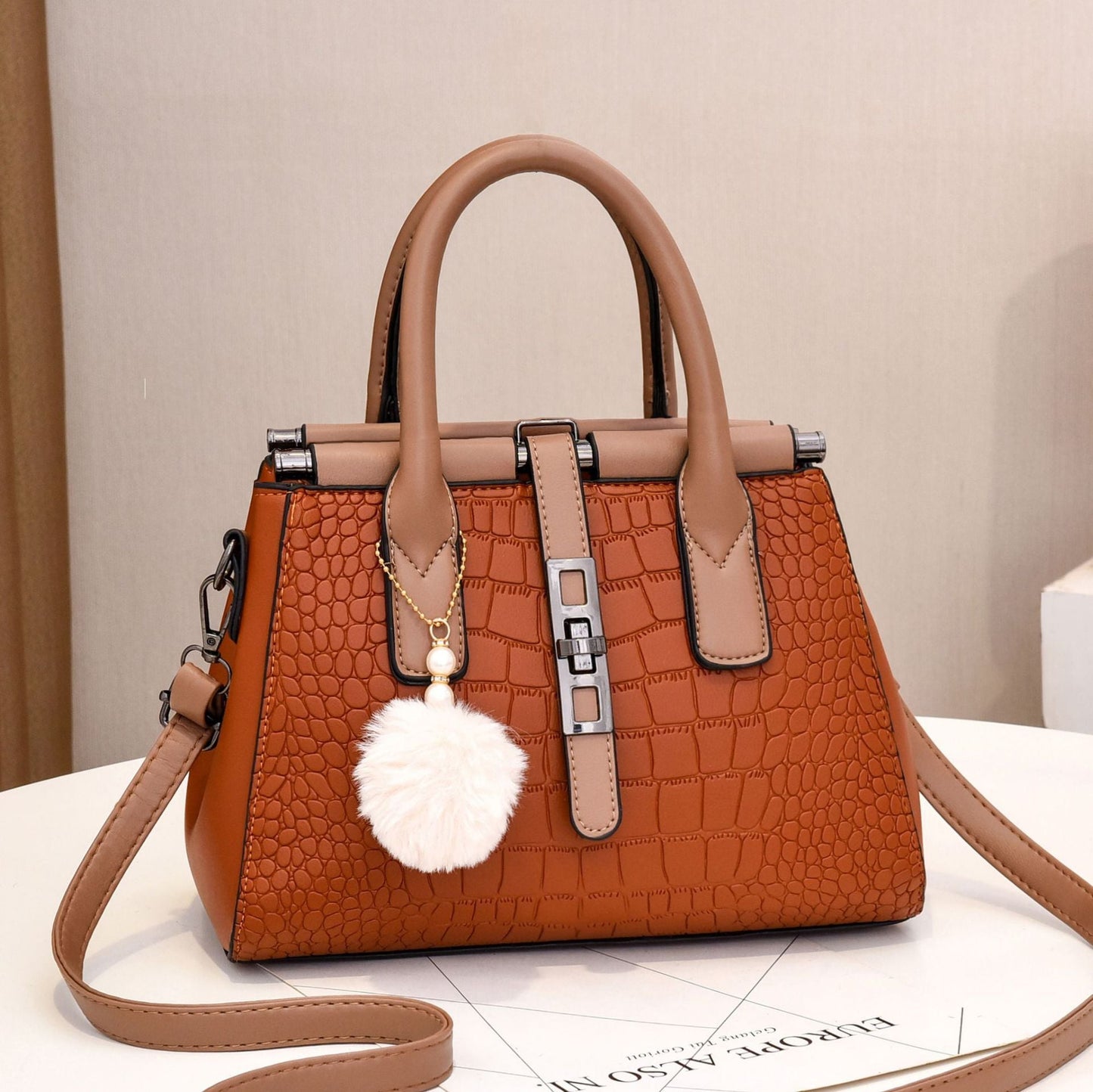 2024 new women's bag European and American crocodile pattern handbag elegant fashion large capacity trendy shoulder crossbody bag one piece dropshipping 