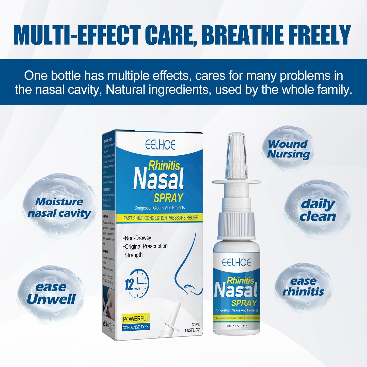 EELHOE nasal spray for adults and children to relieve nasal congestion, nasal discomfort, sneezing and nasal care spray 