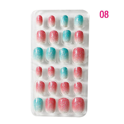 Zhifei nail art 24 pieces bagged wearable wearable nail pieces finished nail art children's nail art finished nail pieces