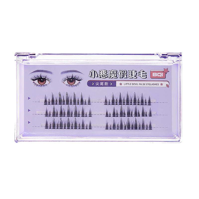 BQI Devil False Eyelashes Thick Light Natural Simulation Single Cluster Segmented Grafting Novice Comic Eyelashes