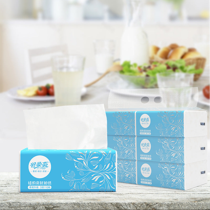 Soft and skin-friendly 6 packs of log quality facial tissue 330 sheets of paper 3-layer household toilet paper free shipping