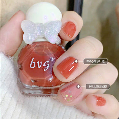 BVG new water-based nail polish small diamond nail polish ice transparent multi-color nail polish free baking tearable novice 10ml