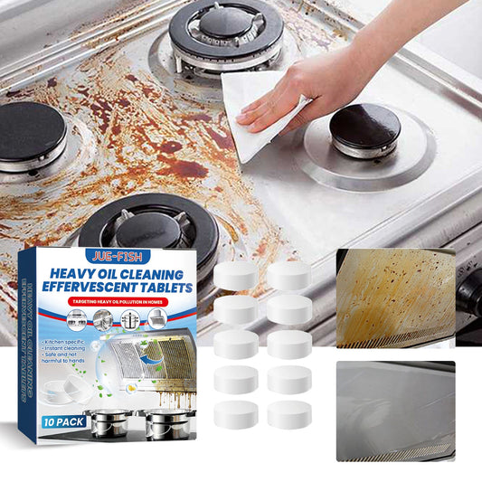 Jue-Fish Kitchen Cleaning Tablets Effervescent Kitchen Stove Range Hood ប្រេងធ្ងន់ ធូលី និងស្នាមប្រឡាក់ 