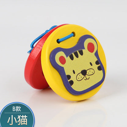 Children's wooden variety of cartoon animal castanets Orff musical instruments round early childhood enlightenment educational musical instrument board