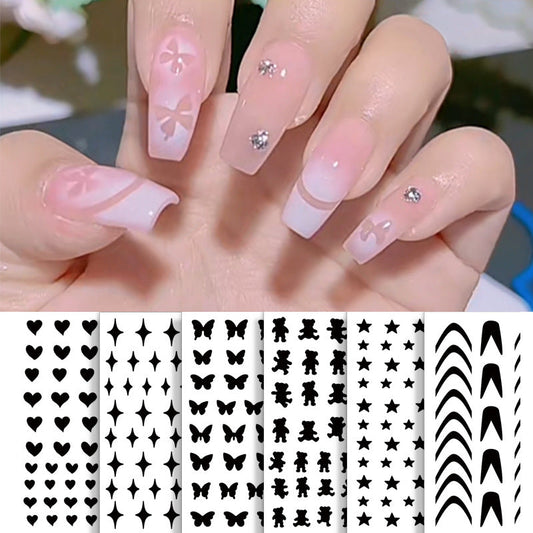 Nail art spray painting stickers airbrush hollow template stickers French smile line love butterfly star spray painting nail stickers