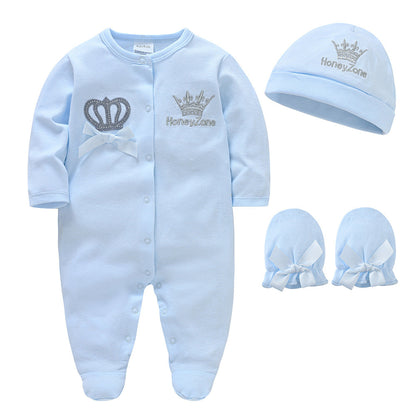 Amazon newborn clothes 3-piece set spring and autumn new arrival boy long-sleeved suit 0-1 year old baby jumpsuit cross-border