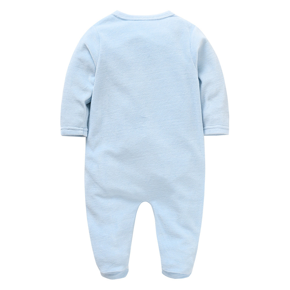 Baby clothes autumn boy baby Korean version long sleeve crawling clothes toddler 0-6 months velvet long crawling clothes manufacturers wholesale