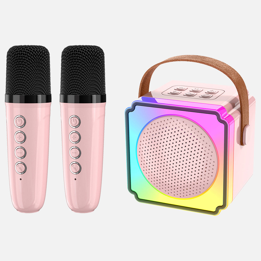 P8 microphone and audio integrated microphone colorful dual microphone children's toys Bluetooth speaker karaoke integrated audio