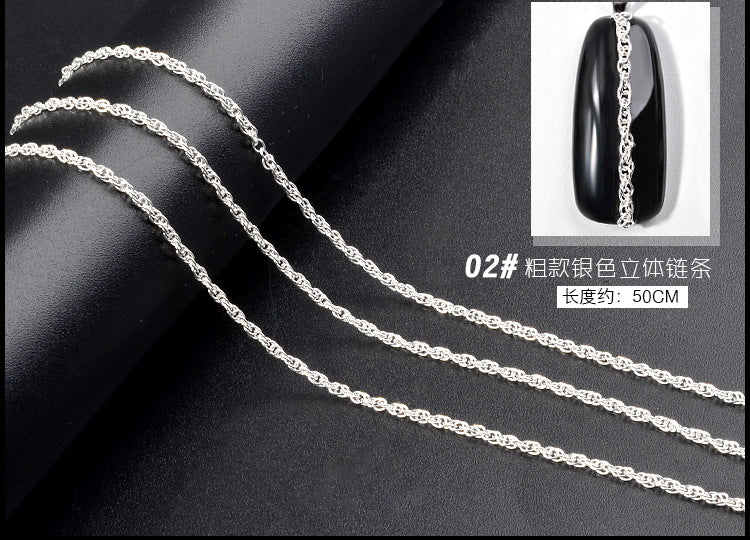 Cross-border Japanese nail chain ultra-fine zipper nail jewelry nail decoration chain nail metal chain