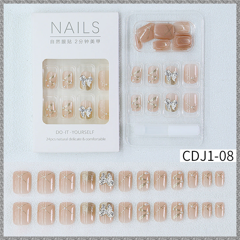 New hot sale wearable nail tips wholesale French simple ice transparent nail art finished product removable nail stickers thin