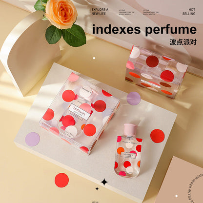 INDEXES ផលិតផលថ្មី polka dot party ទឹកអប់ស្ត្រីមានក្លិនក្រអូប ទឹកអប់ស្ត្រីដែលប្រើបានយូរ ផលិតផលក្រុមហ៊ុន លក់ដុំ