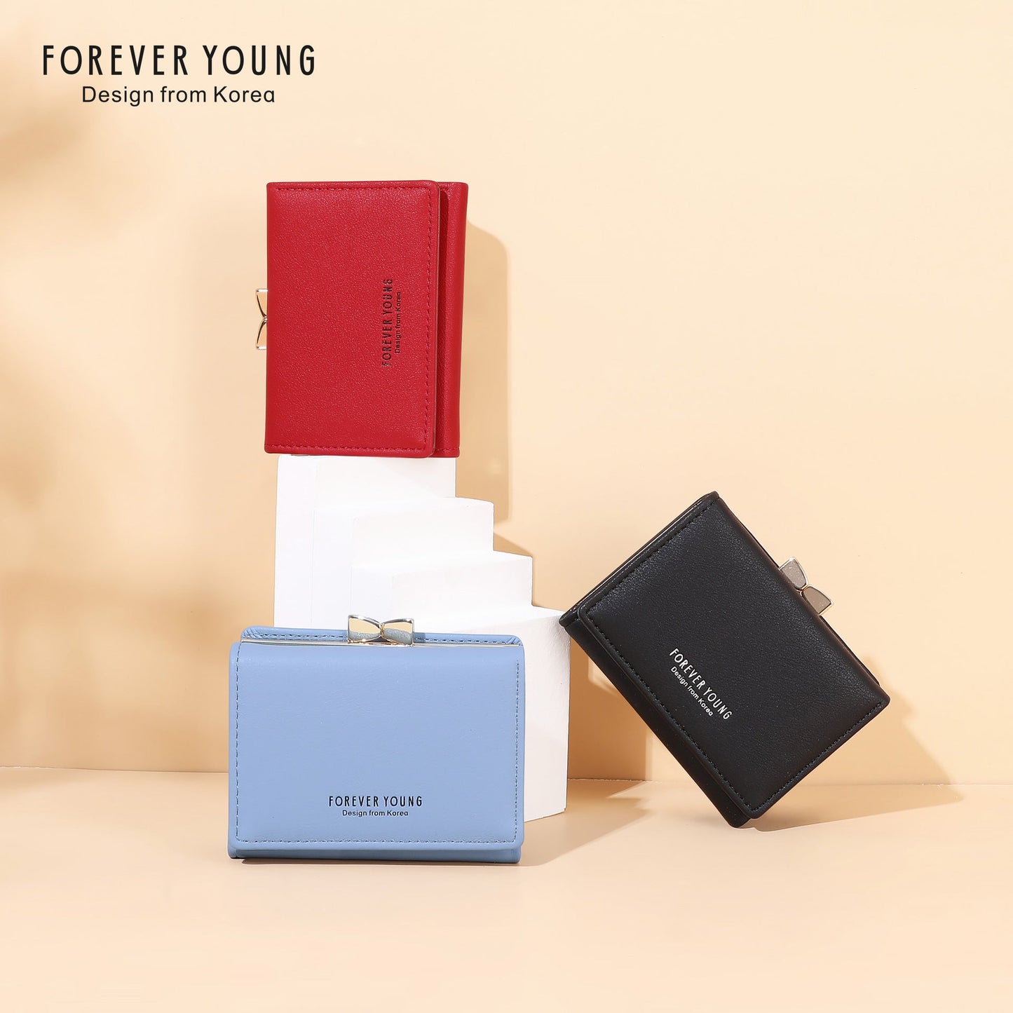 forever young wallet women's short cute Japanese style student wallet Korean version simple three folding coin purse