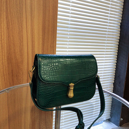 Crocodile pattern small square bag 2024 new retro fashion trend shoulder bag high-end bag niche crossbody women's bag