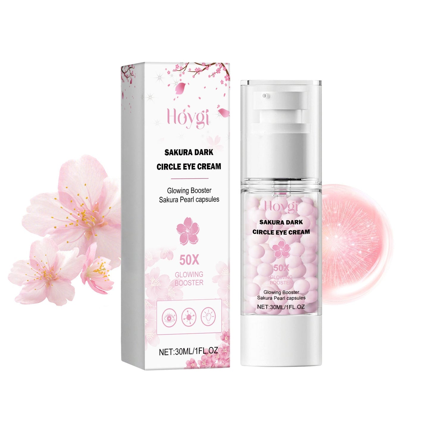 Hoygi Sakura Dark Circle Eye Cream ជួយកាត់បន្ថយរង្វង់ភ្នែកខ្មៅ និងរង្វង់ភ្នែក ធ្វើអោយស្បែកភ្លឺថ្លា ផ្តល់សំណើម បង្រួមរន្ធរោម 