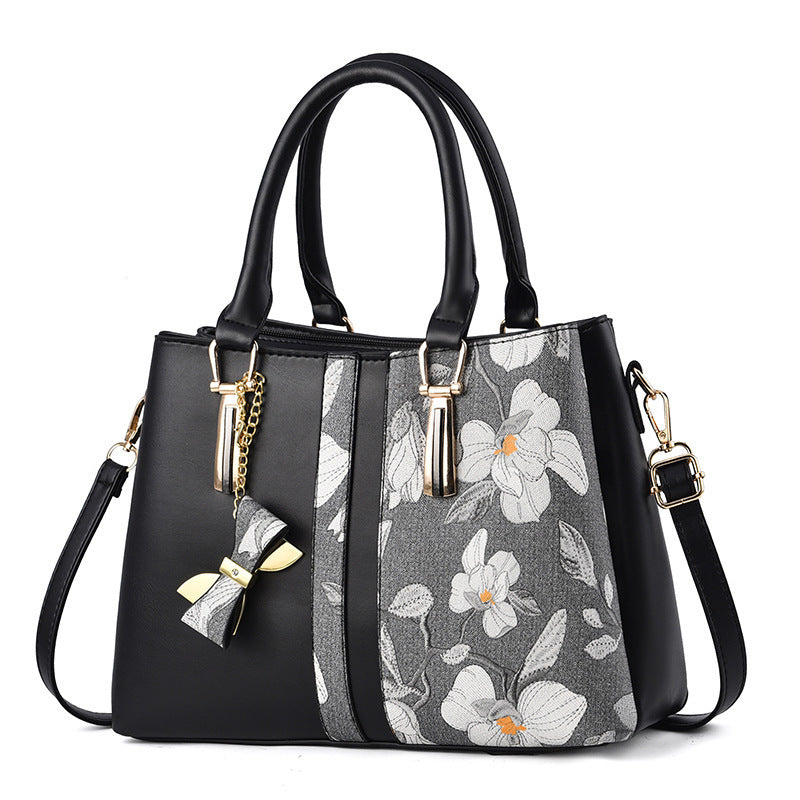 Personalized printed middle-aged mother bag large capacity handbag 2024 new fashion shoulder bag