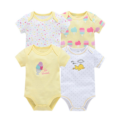 កាបូបទារក Fart clothes A ប្រភេទ ins style summer summer-sleeved cartoon cute jumpsuit baby envelope collar harem set four-piece