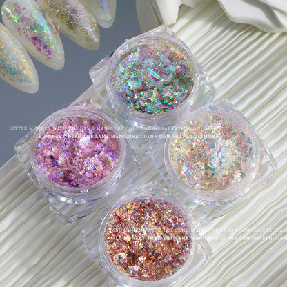 Spring and summer popular colors, Internet celebrity nail art, opal powder, aurora brocade powder, fairy gradient fantasy color polarized watercolor magic mirror powder