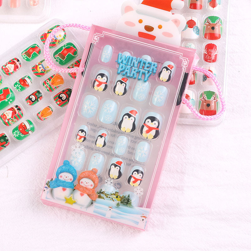 Children's nail stickers baby toddler boys and girls cartoon princess nail stickers jelly glue Christmas wear nails 