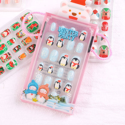 Children's nail stickers baby toddler boys and girls cartoon princess nail stickers jelly glue Christmas wear nails 