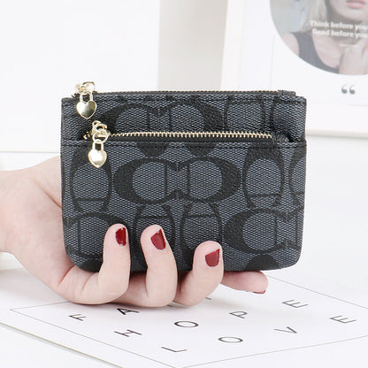 European and American 2024 new zipper coin purse women's handbag mini card holder short small wallet key bag coin bag 