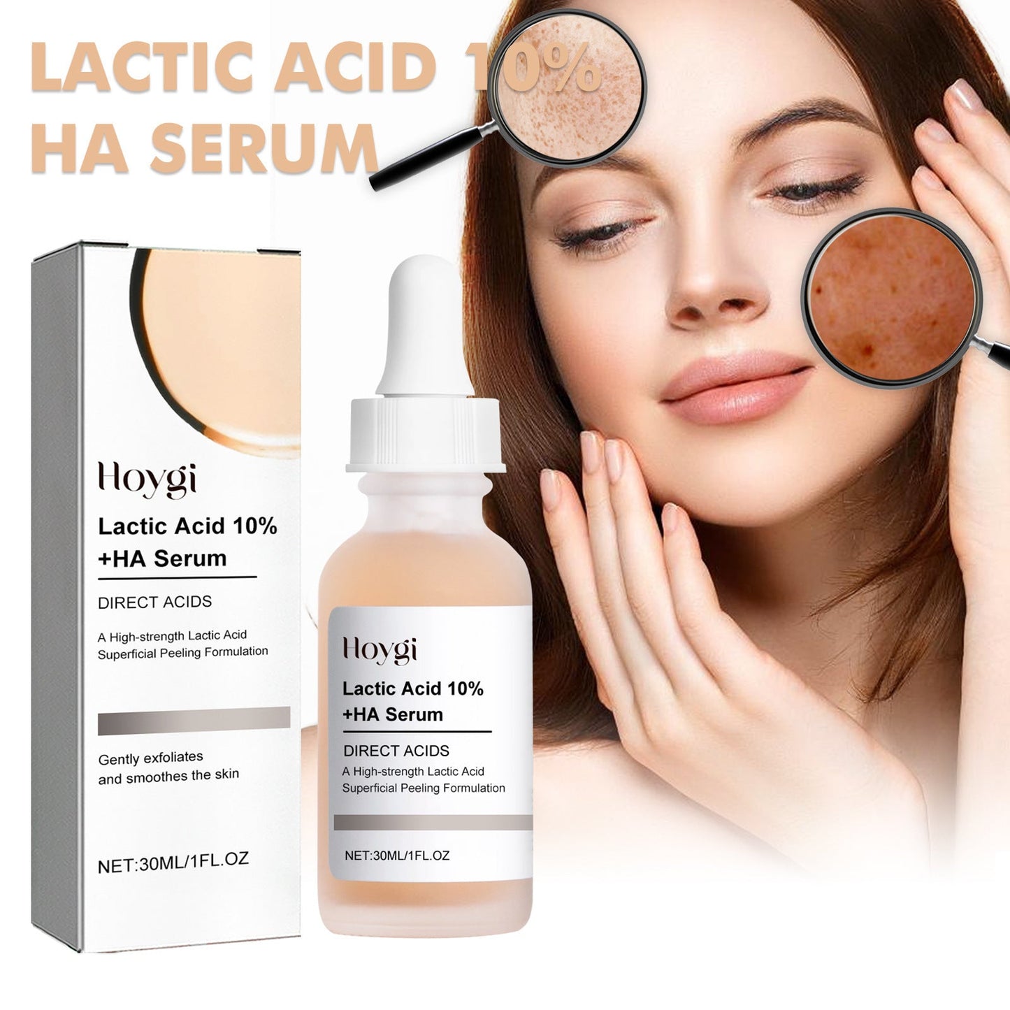 Hoygi lactic acid Essence បំបាត់មុន ប្រឆាំងភាពជ្រីវជ្រួញ ផ្តល់សំណើម ធ្វើអោយស្បែកស និងប្រឆាំងភាពចាស់ 