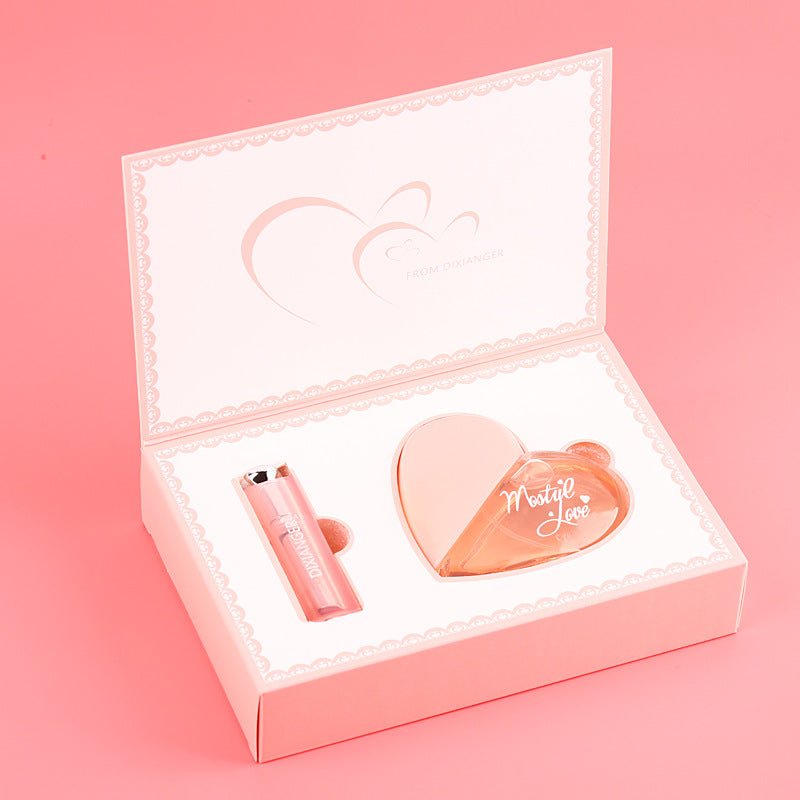 Internet celebrity hot-selling Di Xianger first love Paris pink heart perfume lipstick gift box long-lasting light fragrance Vietnam wholesale 