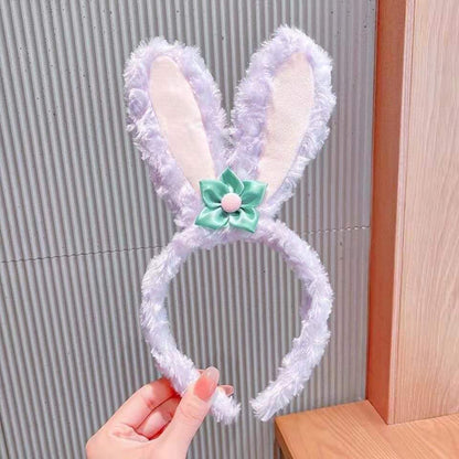 Star Dew headband luminous flash with light long rabbit ears Korean style hairband girls cute cartoon face washing headband