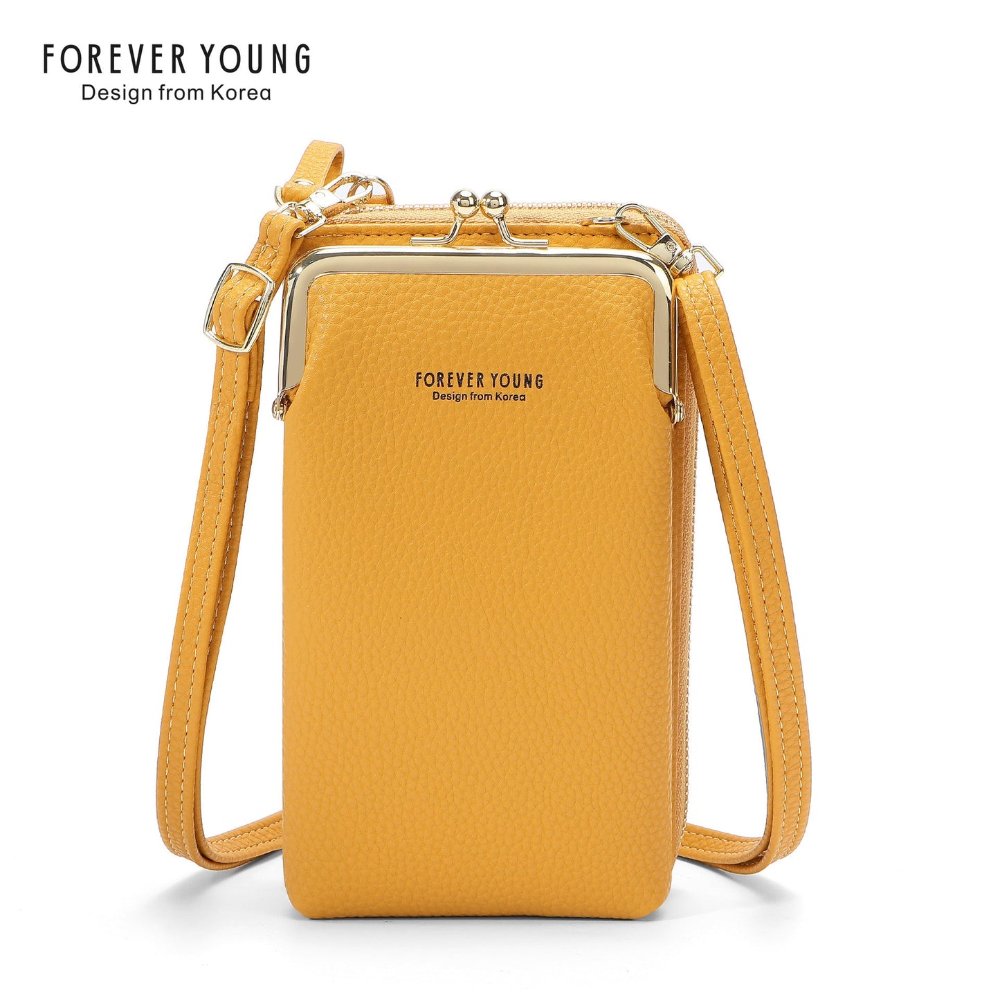 កាបូបទូរសព្ទដៃ Foreveryoung crossbody កាបូបនារីសាមញ្ញ និងទាន់សម័យ លំនាំ litchi កាបូបកាក់ទំហំធំ ពាណិជ្ជកម្មបរទេស 