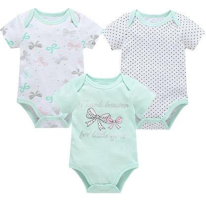 2024 new cotton baby clothes three-piece suit short-sleeved summer foreign trade children's clothing baby jumpsuit