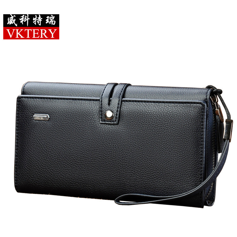 Weiketui Men's Wallet Business Men's Long Zipper Multi-Card Slot កាបូបដែលមានសមត្ថភាពធំ មានក្នុងស្តុកស្រាប់