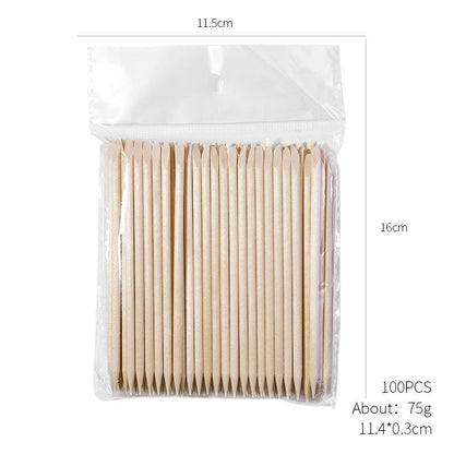 Nail tools wholesale orange wood sticks wooden sticks dead skin push 11.4cm double head orange wood sticks 100 pieces bag dot drill stick