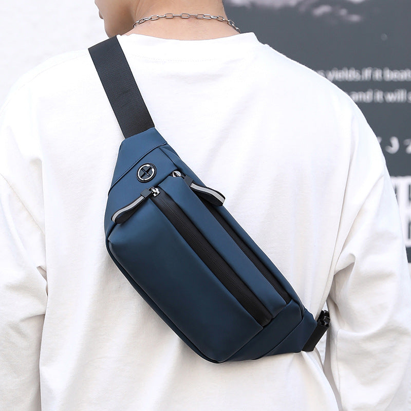 New Men's Waist Bag Leisure Water-Repellent Chest Bag Multi-layer Large Capacity Shoulder Bag Simple Solid Color Messenger Bag Wholesale 