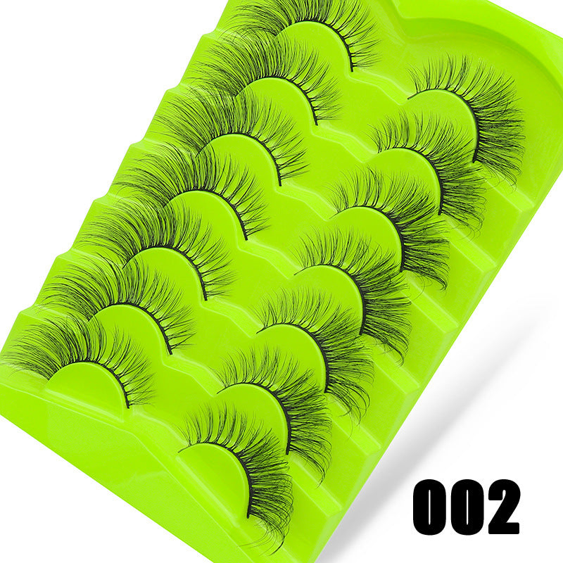 DINGSEN false eyelashes factory cross-border supply large capacity 7 pairs of green fox eyelashes oblique flying thick eyelashes