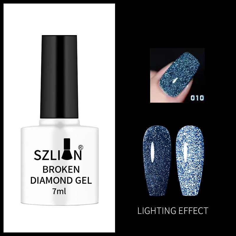 Nail art flash nail polish new style net red super flash colorful flash diamond Yanling pat glue extension glue broken diamond glue