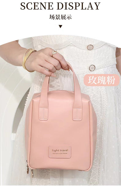 2024 Xiaohongshu hot-selling leather shell cosmetic bag portable hand-held cosmetic storage bag storage bag 