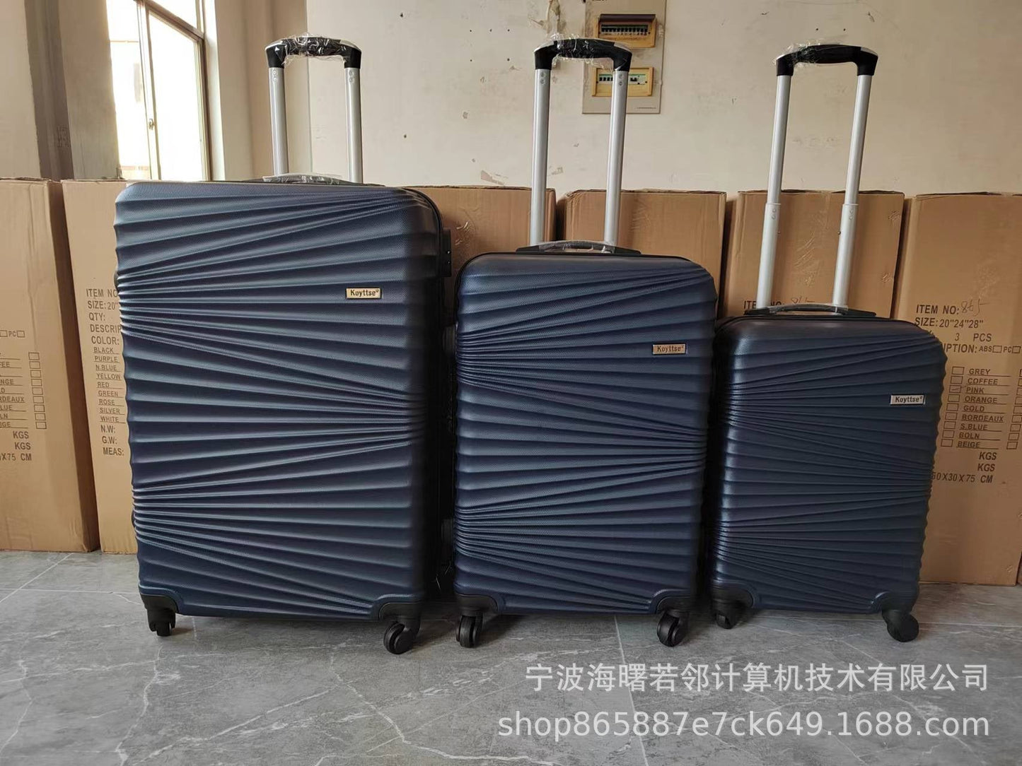 Cross-border abs three-piece suitcase for boarding, gift travel, universal wheel trolley case, spot password box, waterproof 