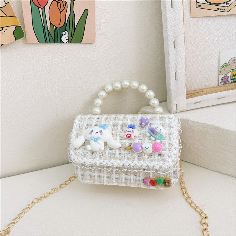 Fashion Pearl Handbag Children's Bag Simple Chain Girls Messenger Bag Beaded Mini Parent-child Shoulder Bag Wholesale 