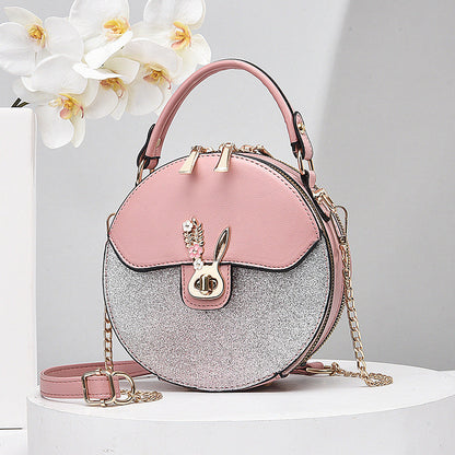 2024 autumn and winter bags for women new chain niche contrast color small round bag hand-held shoulder trend crossbody one piece drop shipping 