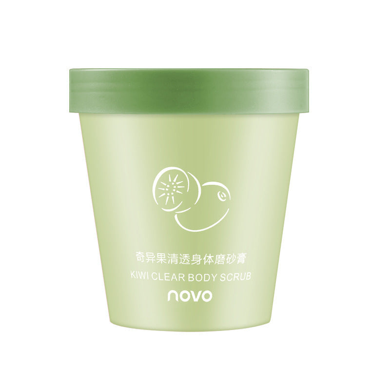 NOVO peach silky body scrub pomegranate seeds kiwifruit moisturizing clear cleansing softening cuticles tender and smooth