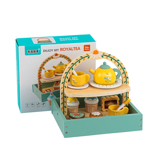 Children's wooden simulation dessert table cake dessert afternoon tea set set educational kitchen play house toys